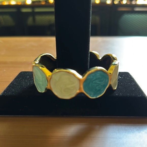 Gold and Blue Geometric Gemstone Bracelet - Picture 2 of 5